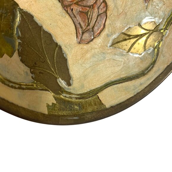 VTG Solid Brass Candle Holders & Decorative Bowl Set Floral Made In India FLAW - Picture 7 of 9